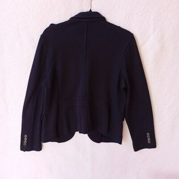 Talbots Petite Jacket Military Style Cotton M Button Front PocketsNavy Blue - Picture 6 of 11